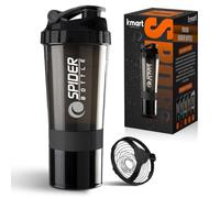 K-MART Protein Shaker Bottle 500ml with Extra Compartment | BPA-Free Protein Bottle Shaker for Protein Shakes | Leak Proof & Dishwasher Safe | Protein Shake Gym Bottles for Men & Women (Black)
