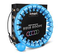 K-MART Smart Hula Ring Hoops, Weighted Hula Circle 24 Detachable Fitness Ring with 360 Degree Auto-Spinning Ball Gymnastics, Massage, Adult Fitness for Weight Loss (Cyan Blue)