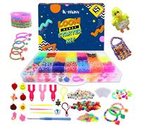 k-masy Loom Bands Kit 5000 + Colorful Rubber Bands Loom Bands Kits for Girls Friendship Bracelet Making in 20 Unique Colors with Beads and Other Accessories in Beautiful Craft Storage Box