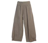 K-Milano Women's Linen Trousers with Elastic Waistband, Wide Leg and 2 Patch Pockets at the Front - Made of Pleasantly Airy Linen, Comfortable Cut, Sizes M - 5XL, Made in Italy, taupe, L