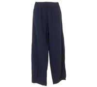 K-Milano Women's Linen Trousers with Elastic Waistband, Wide Leg and 2 Patch Pockets at the Front - Made of Pleasantly Airy Linen, Comfortable Cut, Sizes M - 5XL, Made in Italy, navy, 5XL Große Größen