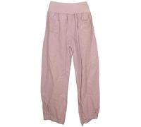 K-Milano Women's Linen Trousers with Elastic Waistband, Wide Leg and 2 Patch Pockets at the Front - Made of Pleasantly Airy Linen, Comfortable Cut, Sizes M - 5XL, Made in Italy, rose, L