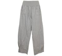 K-Milano Women's Linen Trousers with Elastic Waistband, Wide Leg and 2 Patch Pockets at the Front - Made of Pleasantly Airy Linen, Comfortable Cut, Sizes M - 5XL, Made in Italy, gray, L
