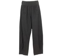 K-Milano Women's Linen Trousers with Elastic Waistband, Wide Leg and 2 Patch Pockets at the Front - Made of Pleasantly Airy Linen, Comfortable Cut, Sizes M - 5XL, Made in Italy, charcoal, 5XL Große