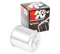 K&N Powersports Oil Filter - Spin-On 71x77mm compatible with Suzuki, Aprilia, Kymco, Arctic Cat, Cagiva, Bimota, Kawasaki, Sachs (KN-138C),Chrome
