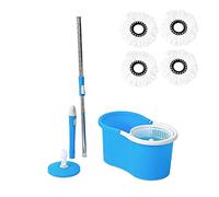 K-ONE 360 Spin Mop Bucket Set with Spin Wringer with 4 Microfiber Mop Pad Head Telescopic Easy Press Handle Home Cleaning Clean Floor