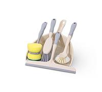 K-ONE Cleaning Kit House Office 5-in-1 Dustpan, Dustpan Broom, Pot Brush, Sponge Dish Brush and Window Cleaner All in One Cleaning Set