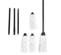 K-ONE Cotton Floor Mop Head with Handle and Refill, for Quick Cleaning Bathroom & Kitchen Floor Laminate, Tile & Hard Floors - Washable - Absorbent Cotton Mop (with 4 mop head)
