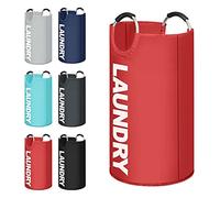 K-ONE Modern Style Collapsible Fabric Large Laundry Basket, Hamper, Foldable Clothes Bag, Folding Washing Bin 6 Colors available 82L (RED)