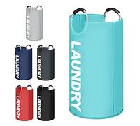 K-ONE Modern Style Collapsible Fabric Large Laundry Basket, Hamper, Foldable Clothes Bag, Folding Washing Bin 6 Colors available 82L (Sky Blue)