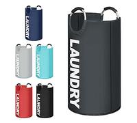 K-ONE Modern Style Collapsible Fabric Large Laundry Basket, Hamper, Foldable Clothes Bag, Folding Washing Bin 6 Colors available 82L (Dark Grey)