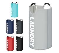 K-ONE Modern Style Collapsible Fabric Large Laundry Basket, Hamper, Foldable Clothes Bag, Folding Washing Bin 6 Colors available 82L (Light Grey)