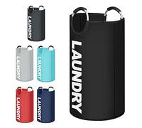 K-ONE Modern Style Collapsible Fabric Large Laundry Basket, Hamper, Foldable Clothes Bag, Folding Washing Bin 6 Colors available 82L (Black)