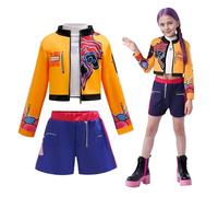 K-p0p D-Dem0n H-Hunters Costume,Kids Ru-mI Costume for Girls P0p Singers Outfit Include Jacket T-shirt and Shorts Outfit Singer Uniform Full Set,Christmas Carnival Dress Up Party Cosplay(Orange, 140)