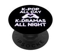 K-pop All Day K-Dramas At Night (WHITE) Korean Heart Hands PopSockets Adhesive PopGrip