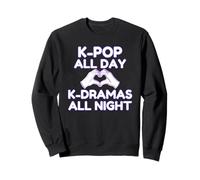 K-pop All Day K-Dramas At Night (WHITE) Korean Heart Hands Sweatshirt