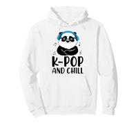 K-Pop And Chill Panda Headphones Music Notes Pullover Hoodie