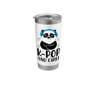 K-Pop and Chill Panda Headphones Music Notes Stainless Steel Insulated Tumbler