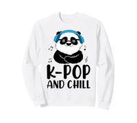 K-Pop And Chill Panda Headphones Music Notes Sweatshirt