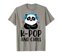 K-Pop and Chill Panda Headphones Music Notes T-Shirt