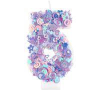 K pop Birthday Number Candles,Glitter Purple Cake Candle,Girls 5th Birthday Decorations,Purple Number 5 Candle Cake Decorations for Kpop Theme Party Supplies,Anniversaries and Celebrations