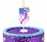 K pop Birthday Number Candles, Purple Pink Birthday Candles for Cake,Glitter Number Cake Topper with Sequins for Celebrating Anniversary Theme Decorations,Cartoon MusicThemed Party Supplies (Number 5)