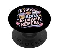 K-Pop Boba K-Drama Repeat K-POP Music Lover Kawaii Korean PopSockets Adhesive PopGrip