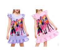 K-pop Cartoon Kids Pajamas Dress Sleepwear: Pink/S