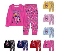K-Pop D-Demon H-Hunters Pyjamas Set Girl's Korea Group Cartoon Print Huntr/X Long Sleeve Merch Clothes Casual Sleeping Suits for Kids Ages 2-10 Hot Pink