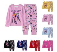 K-Pop D-Demon H-Hunters Pyjamas Set Girl's Korea Group Cartoon Print Huntr/X Long Sleeve Merch Clothes Casual Sleeping Suits for Kids Ages 2-10 Pink