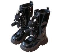 K-pop de-mon hun-ters boots, children, girls, lined wellington boots, classic winter boots, lace-up boots with side zips, warm plush high boots, autumn boots, 13, 12 UK Child