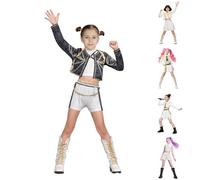 K Pop Demon Costume Rumi Mira and Zoey Anime Stage Cosplay Costume for Girls - Pop Singer Role Play Performance Halloween Outfit for Kids Festival Birthday Gift 150