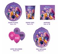 K-POP Demon Hunters Birthday Party Tableware & Decoration Bundle - 5 Pc - Paper Plates, Paper Cups, Paper Napkins, Latex Balloons, Shaped Foil Balloon)