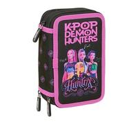 K-POP Demon Hunters - Black - School Pencil Case with 37 Tools Included, Children's Pencil Case, Child Case, Ideal for Children from 5 to 14 Years, Comfortable and Versatile, Quality and Resistance