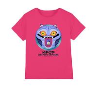 K-Pop Demon Hunters - Cartoon Derpy Save The Date Kids T Shirt, Fuchsia, 7-8