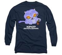 K-Pop Demon Hunters - Cute Derpy Tiger Cartoon Unisex Long Sleeve T Shirt, Navy, Small