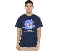 K-Pop Demon Hunters - Cute Derpy Tiger Cartoon Unisex T Shirt, Navy, X-Large