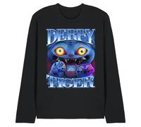 K-Pop Demon Hunters - Derpy Tiger Bootleg Unisex Long Sleeve T Shirt, Black, XX-Large