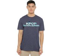 K-Pop Demon Hunters - Full Colour Logo Unisex T Shirt, Heather Navy, Large