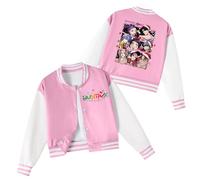 K pop Demon Hunters Girls Boys Baseball Jacket Long Sleeve Oversized Sweatshirts with Pockets Anime Graphic Bomber Jacket Streetwear for School Students Hoodies Y2k Pullover Sweatshirt