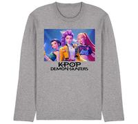 K-Pop Demon Hunters Heroic Huntrix Huntr/X Unisex Long Sleeve T Shirt, White, Heather Grey, S