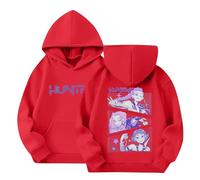 K Pop Demon Hunters Hoodies Boys Girls Vintage Y2k Pullover Huntrix Huntr/X Hip Hop Streetwear Oversized Fashion Long Sleeve Hooded Sweatshirt for Kids Red,140