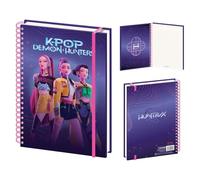 K-Pop Demon Hunters Huntrix A4 Wiro Notebook, Official Licensed Large Spiral Bound Notebook, Premium Stationery for School, Art & Fans