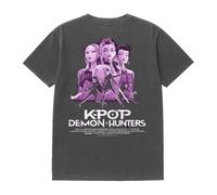 K-Pop Demon Hunters - Purple Huntrix Huntr/X Billboard Poster (Back Print) Unisex T Shirt, Vintage Wash Black, Small