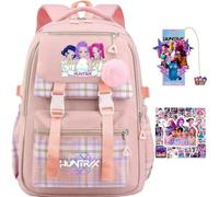 K Pop Demon Hunters School Backpack, Multi-Pocket Nylon Travel Daypack, Demon Hunters Anime College Rucksack Demon Cosplay Backpack for Fans (D)