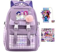 K Pop Demon Hunters School Backpack, Multi-Pocket Nylon Travel Daypack, Demon Hunters Anime College Rucksack Demon Cosplay Backpack for Fans (B)