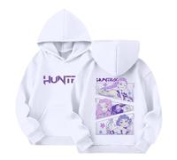K-Pop Demon Hunters Sweatshirt Girls Cartoon Graphic Prints Hooded Jacket Oversized Hip Hop Vintage Streetwear Autumn Winter Long Sleeve Hoodie for Boys Girls (White, 9-10 Years)