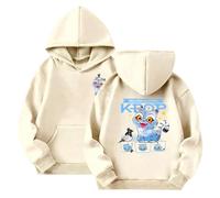 K-Pop Demon Hunters Sweatshirt Girls Cartoon Graphic Prints Hooded Jacket Oversized Vintage Hip Hop Streetwear Autumn Winter Long Sleeve Hoodie for Boys Girls (Beige, 9-10 Years)