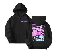 K-Pop Demon Hunters Sweatshirt Girls Zip Up Cute Funny Animation Design Pullover Hip Hop Vintage Oversized Streetwear Autumn Winter Long Sleeve Hoodie (Black, 5-6 Years)