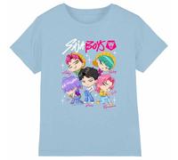 K-Pop Demon Hunters Unisex Kid's Kpop Demon Hunters-Saja Boys Chibi Poster T Shirt, Light Blue, 5-6 Jahre